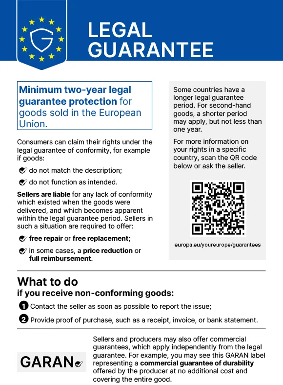Legal guarantee notice